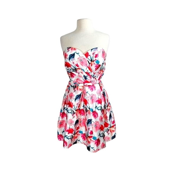 Alyce Paris Pink Floral A-Line Strapless Dress 3709 - Picture 1 of 5